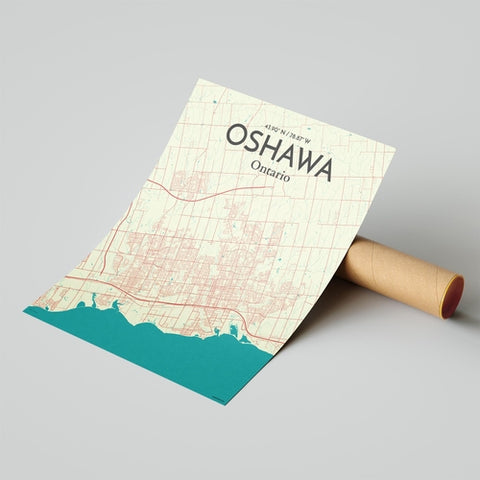 Oshawa City Map Poster – Detailed Art Print of Oshawa, Ontario City Map Art for Home Decor, Office Decor, and Unique Gifts