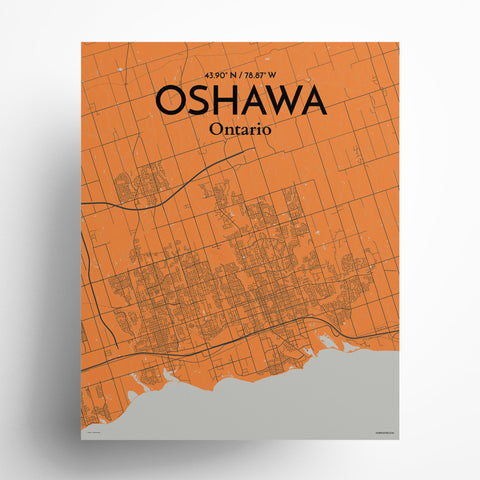 Oshawa City Map Poster – Detailed Art Print of Oshawa, Ontario City Map Art for Home Decor, Office Decor, and Unique Gifts