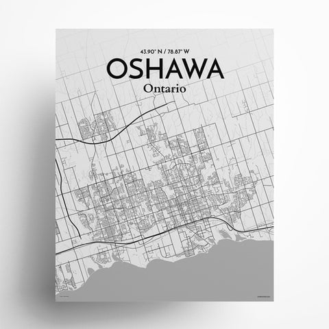 Oshawa City Map Poster – Detailed Art Print of Oshawa, Ontario City Map Art for Home Decor, Office Decor, and Unique Gifts