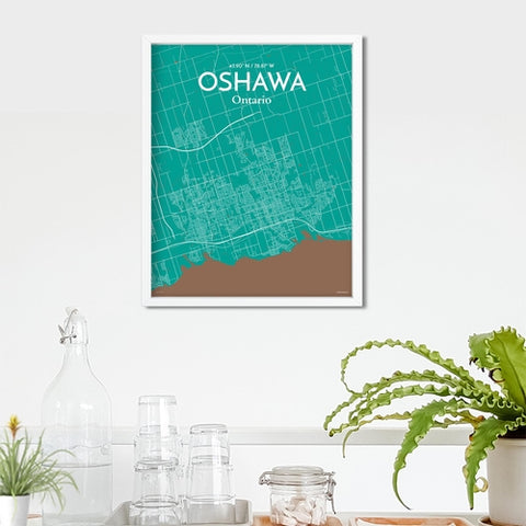 Oshawa City Map Poster – Detailed Art Print of Oshawa, Ontario City Map Art for Home Decor, Office Decor, and Unique Gifts