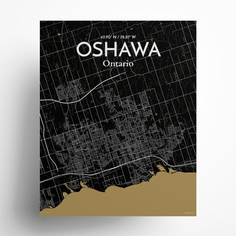 Oshawa City Map Poster – Detailed Art Print of Oshawa, Ontario City Map Art for Home Decor, Office Decor, and Unique Gifts