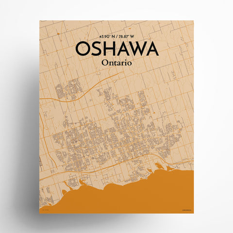 Oshawa City Map Poster – Detailed Art Print of Oshawa, Ontario City Map Art for Home Decor, Office Decor, and Unique Gifts