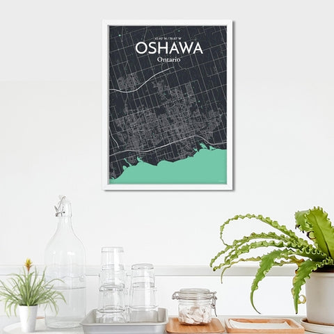 Oshawa City Map Poster – Detailed Art Print of Oshawa, Ontario City Map Art for Home Decor, Office Decor, and Unique Gifts