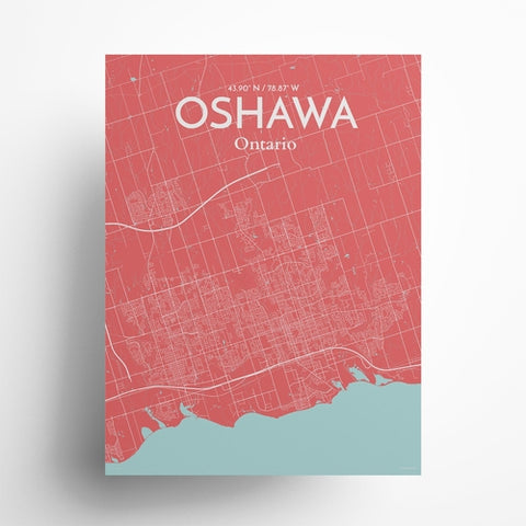 Oshawa City Map Poster – Detailed Art Print of Oshawa, Ontario City Map Art for Home Decor, Office Decor, and Unique Gifts