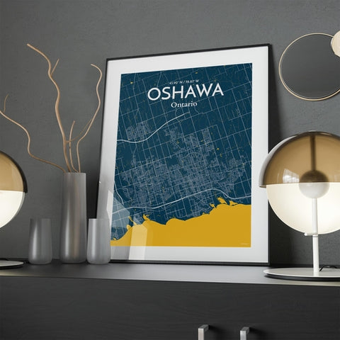 Oshawa City Map Poster – Detailed Art Print of Oshawa, Ontario City Map Art for Home Decor, Office Decor, and Unique Gifts