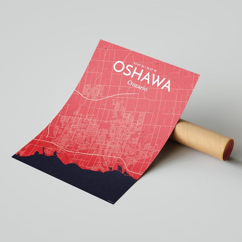 Oshawa City Map Poster – Detailed Art Print of Oshawa, Ontario City Map Art for Home Decor, Office Decor, and Unique Gifts