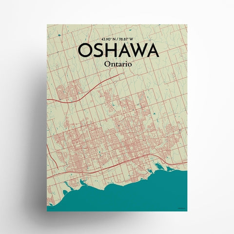 Oshawa City Map Poster – Detailed Art Print of Oshawa, Ontario City Map Art for Home Decor, Office Decor, and Unique Gifts