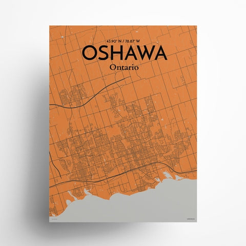 Oshawa City Map Poster – Detailed Art Print of Oshawa, Ontario City Map Art for Home Decor, Office Decor, and Unique Gifts