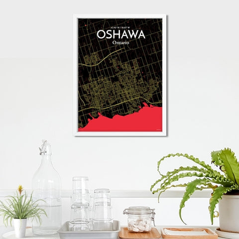 Oshawa City Map Poster – Detailed Art Print of Oshawa, Ontario City Map Art for Home Decor, Office Decor, and Unique Gifts