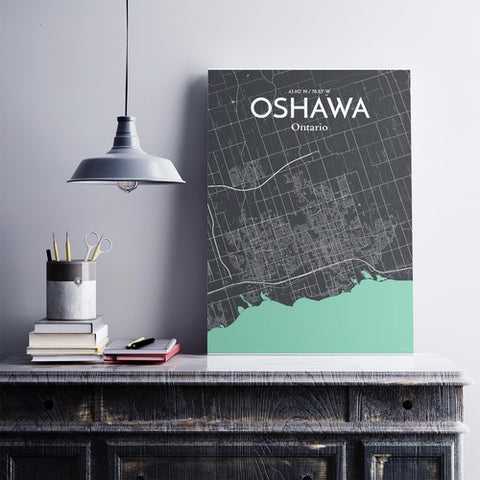 Oshawa City Map Poster – Detailed Art Print of Oshawa, Ontario City Map Art for Home Decor, Office Decor, and Unique Gifts