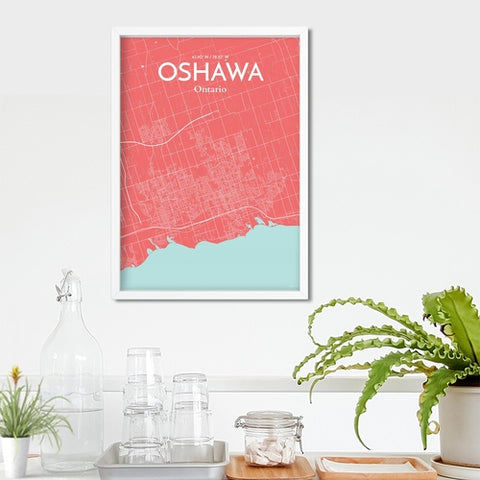 Oshawa City Map Poster – Detailed Art Print of Oshawa, Ontario City Map Art for Home Decor, Office Decor, and Unique Gifts