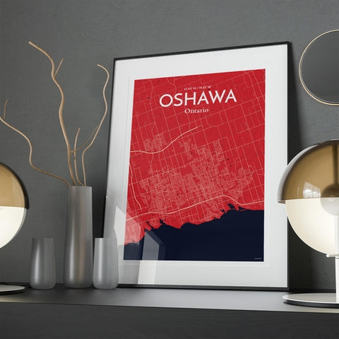 Oshawa City Map Poster – Detailed Art Print of Oshawa, Ontario City Map Art for Home Decor, Office Decor, and Unique Gifts