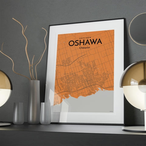 Oshawa City Map Poster – Detailed Art Print of Oshawa, Ontario City Map Art for Home Decor, Office Decor, and Unique Gifts