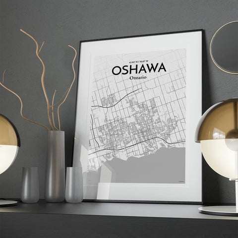 Oshawa City Map Poster – Detailed Art Print of Oshawa, Ontario City Map Art for Home Decor, Office Decor, and Unique Gifts