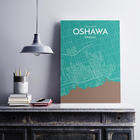 Oshawa City Map Poster – Detailed Art Print of Oshawa, Ontario City Map Art for Home Decor, Office Decor, and Unique Gifts