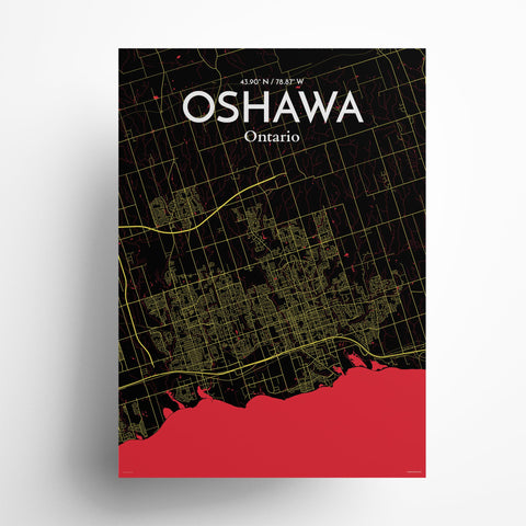 Oshawa City Map Poster – Detailed Art Print of Oshawa, Ontario City Map Art for Home Decor, Office Decor, and Unique Gifts