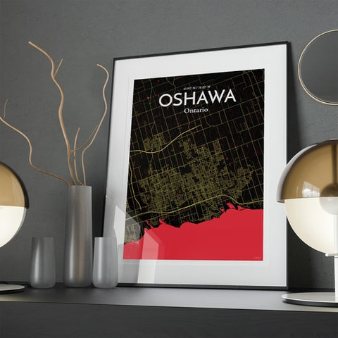 Oshawa City Map Poster – Detailed Art Print of Oshawa, Ontario City Map Art for Home Decor, Office Decor, and Unique Gifts