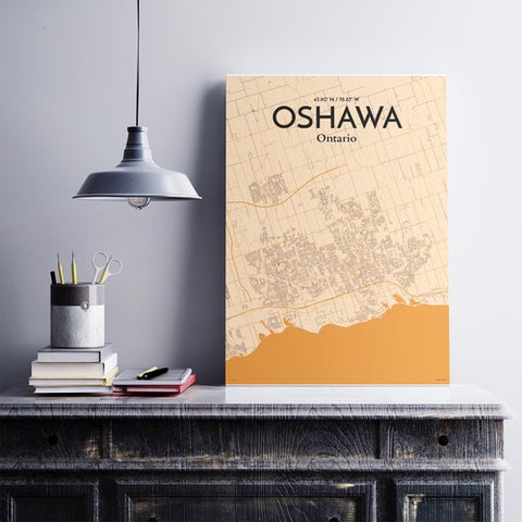 Oshawa City Map Poster – Detailed Art Print of Oshawa, Ontario City Map Art for Home Decor, Office Decor, and Unique Gifts