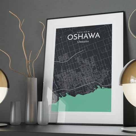 Oshawa City Map Poster – Detailed Art Print of Oshawa, Ontario City Map Art for Home Decor, Office Decor, and Unique Gifts