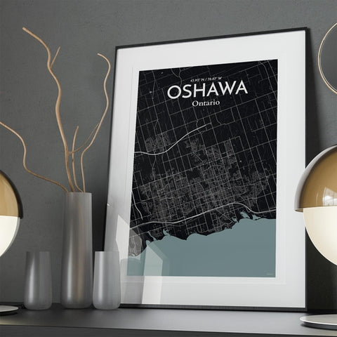 Oshawa City Map Poster – Detailed Art Print of Oshawa, Ontario City Map Art for Home Decor, Office Decor, and Unique Gifts