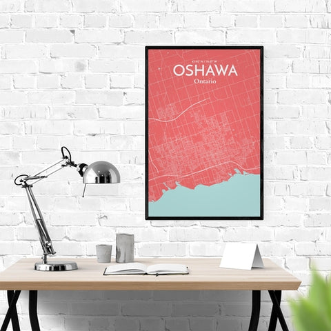 Oshawa City Map Poster – Detailed Art Print of Oshawa, Ontario City Map Art for Home Decor, Office Decor, and Unique Gifts