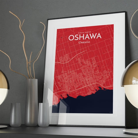 Oshawa City Map Poster – Detailed Art Print of Oshawa, Ontario City Map Art for Home Decor, Office Decor, and Unique Gifts