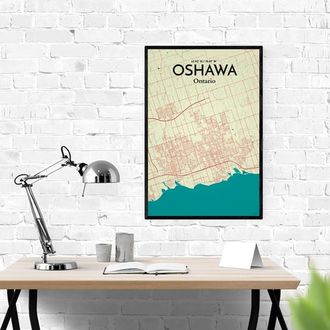 Oshawa City Map Poster – Detailed Art Print of Oshawa, Ontario City Map Art for Home Decor, Office Decor, and Unique Gifts