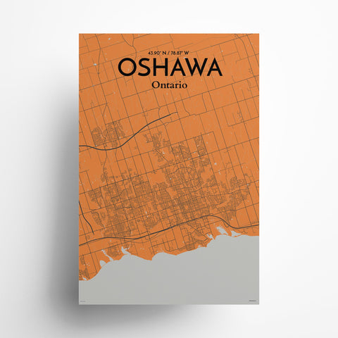 Oshawa City Map Poster – Detailed Art Print of Oshawa, Ontario City Map Art for Home Decor, Office Decor, and Unique Gifts