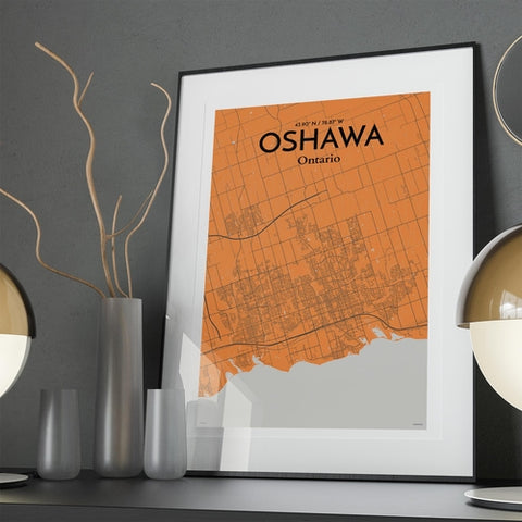 Oshawa City Map Poster – Detailed Art Print of Oshawa, Ontario City Map Art for Home Decor, Office Decor, and Unique Gifts