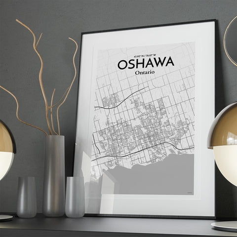 Oshawa City Map Poster – Detailed Art Print of Oshawa, Ontario City Map Art for Home Decor, Office Decor, and Unique Gifts