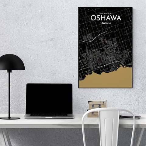 Oshawa City Map Poster – Detailed Art Print of Oshawa, Ontario City Map Art for Home Decor, Office Decor, and Unique Gifts