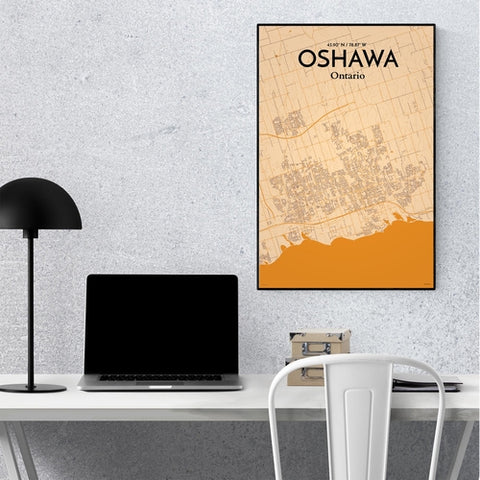 Oshawa City Map Poster – Detailed Art Print of Oshawa, Ontario City Map Art for Home Decor, Office Decor, and Unique Gifts