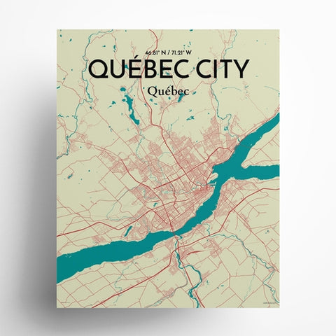 Quebec City Map Poster – Detailed Art Print of Quebec, Quebec City Map Art for Home Decor, Office Decor, and Unique Gifts