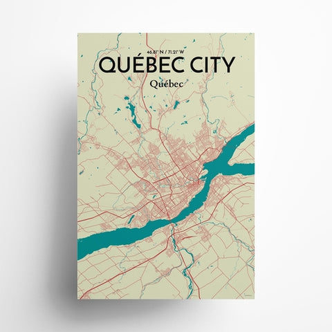 Quebec City Map Poster – Detailed Art Print of Quebec, Quebec City Map Art for Home Decor, Office Decor, and Unique Gifts