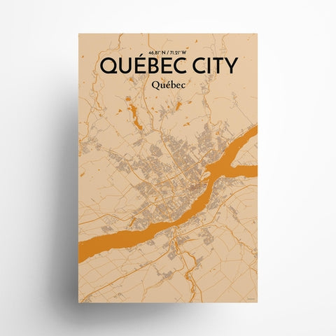 Quebec City Map Poster – Detailed Art Print of Quebec, Quebec City Map Art for Home Decor, Office Decor, and Unique Gifts