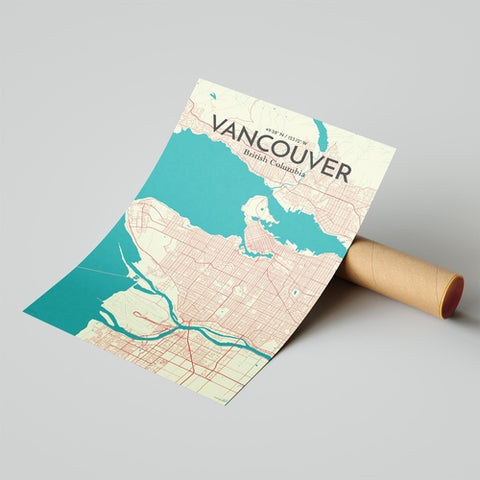 Vancouver City Map Poster – Detailed Art Print of Vancouver, British Columbia for Home Decor, Office Decor, Travel Art, and Unique Gifts