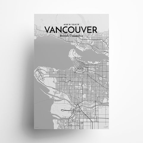 Vancouver City Map Poster – Detailed Art Print of Vancouver, British Columbia for Home Decor, Office Decor, Travel Art, and Unique Gifts