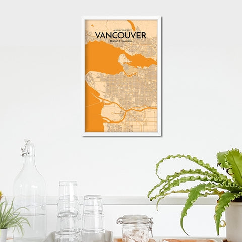 Vancouver City Map Poster – Detailed Art Print of Vancouver, British Columbia for Home Decor, Office Decor, Travel Art, and Unique Gifts