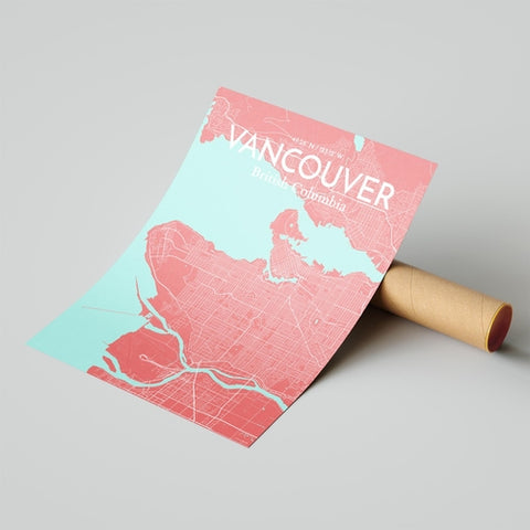 Vancouver City Map Poster – Detailed Art Print of Vancouver, British Columbia for Home Decor, Office Decor, Travel Art, and Unique Gifts