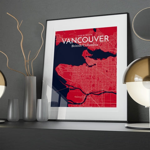 Vancouver City Map Poster – Detailed Art Print of Vancouver, British Columbia for Home Decor, Office Decor, Travel Art, and Unique Gifts