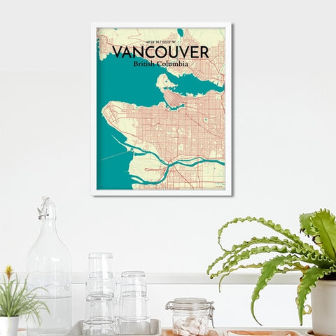 Vancouver City Map Poster – Detailed Art Print of Vancouver, British Columbia for Home Decor, Office Decor, Travel Art, and Unique Gifts