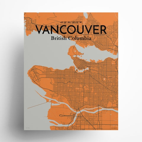 Vancouver City Map Poster – Detailed Art Print of Vancouver, British Columbia for Home Decor, Office Decor, Travel Art, and Unique Gifts