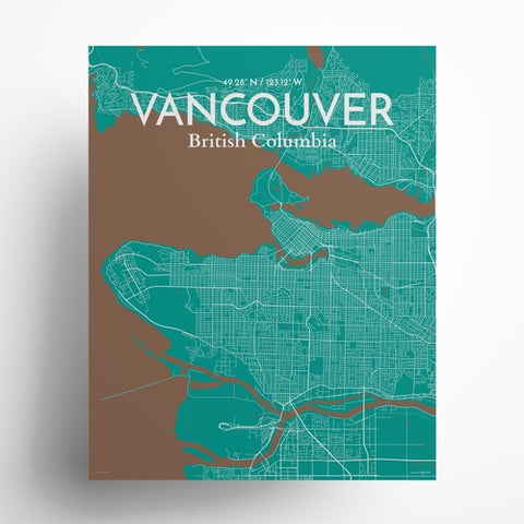 Vancouver City Map Poster – Detailed Art Print of Vancouver, British Columbia for Home Decor, Office Decor, Travel Art, and Unique Gifts