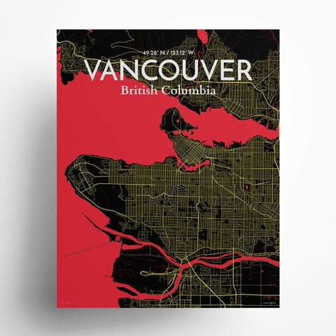 Vancouver City Map Poster – Detailed Art Print of Vancouver, British Columbia for Home Decor, Office Decor, Travel Art, and Unique Gifts