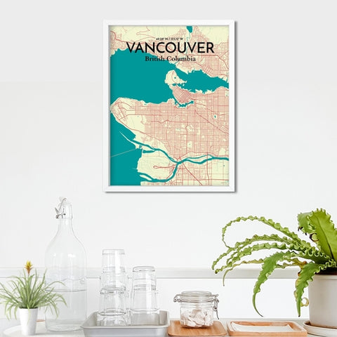 Vancouver City Map Poster – Detailed Art Print of Vancouver, British Columbia for Home Decor, Office Decor, Travel Art, and Unique Gifts