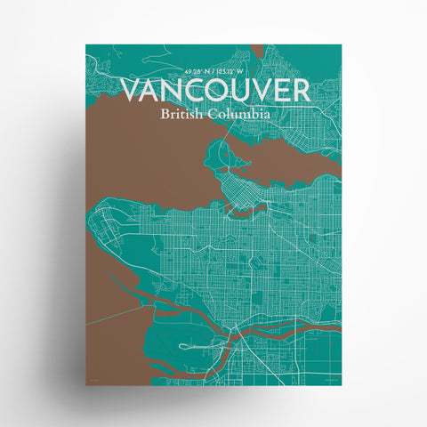 Vancouver City Map Poster – Detailed Art Print of Vancouver, British Columbia for Home Decor, Office Decor, Travel Art, and Unique Gifts