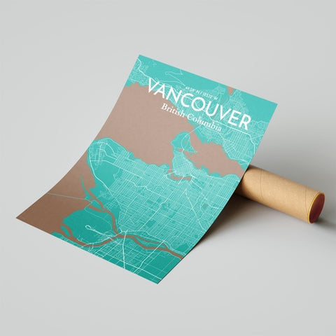 Vancouver City Map Poster – Detailed Art Print of Vancouver, British Columbia for Home Decor, Office Decor, Travel Art, and Unique Gifts