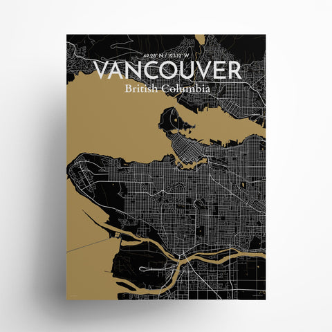 Vancouver City Map Poster – Detailed Art Print of Vancouver, British Columbia for Home Decor, Office Decor, Travel Art, and Unique Gifts