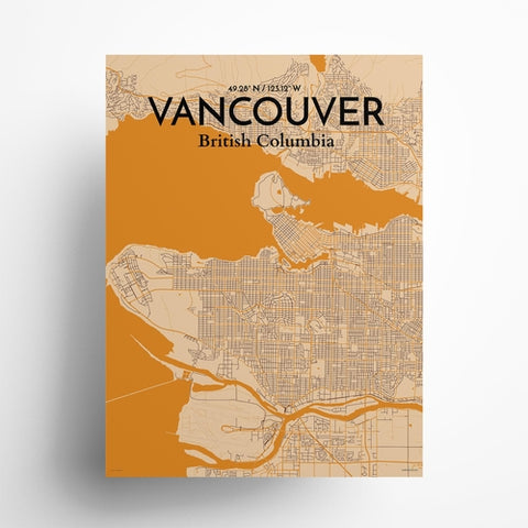 Vancouver City Map Poster – Detailed Art Print of Vancouver, British Columbia for Home Decor, Office Decor, Travel Art, and Unique Gifts