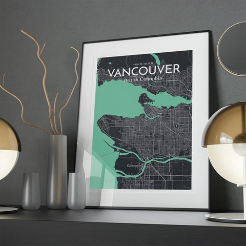 Vancouver City Map Poster – Detailed Art Print of Vancouver, British Columbia for Home Decor, Office Decor, Travel Art, and Unique Gifts